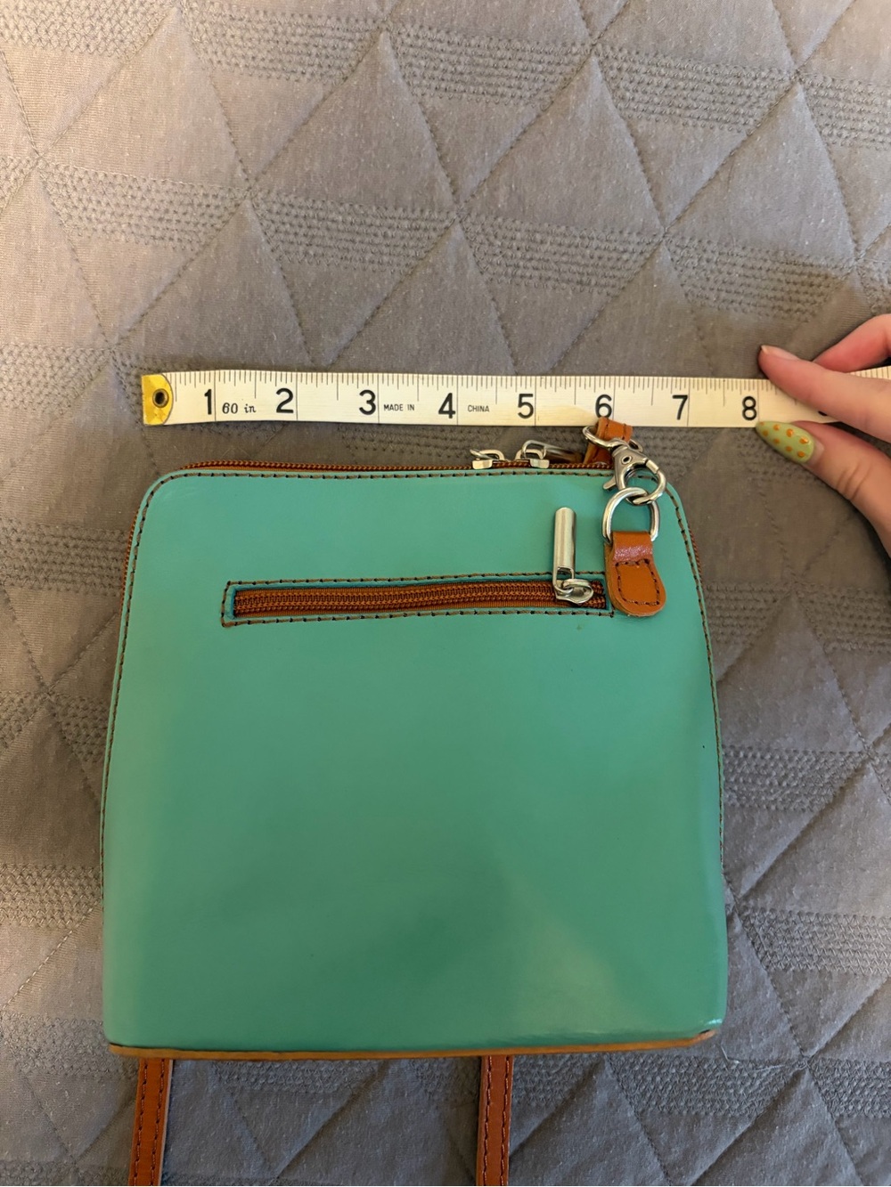 Teal Crossbody Leather Bag from Italy - Stylish Everyday Bag - Picture 4 of 7